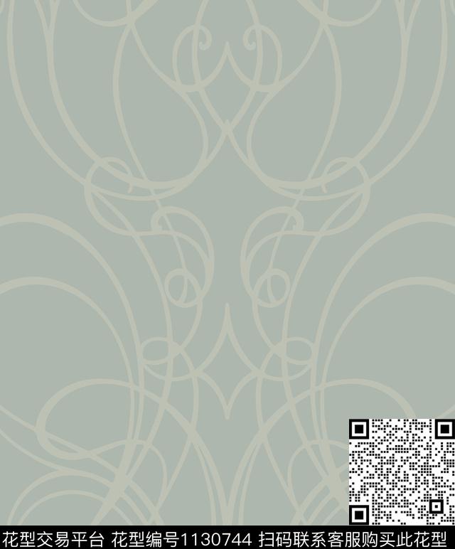 年轻女性欧洲线条数码印花华亿平台下载（图片编号: 1130744） - 瓦栏（Walan）