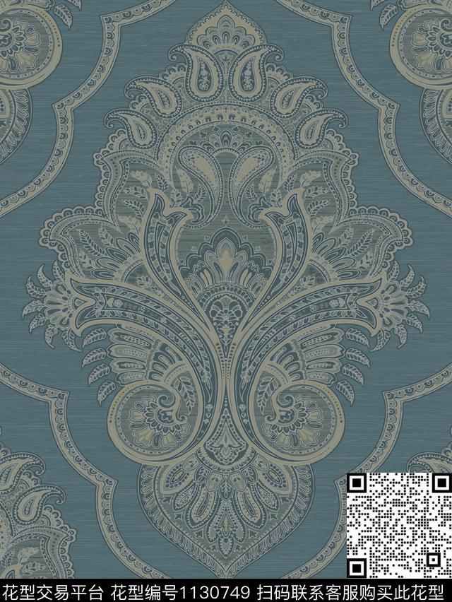 绿色欧洲满版散花数码印花华亿平台下载（图片编号: 1130749） - 瓦栏（Walan）