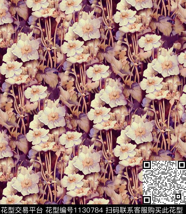 彩底花卉水彩花卉花卉数码印花华亿平台下载（图片编号: 1130784） - 瓦栏（Walan）