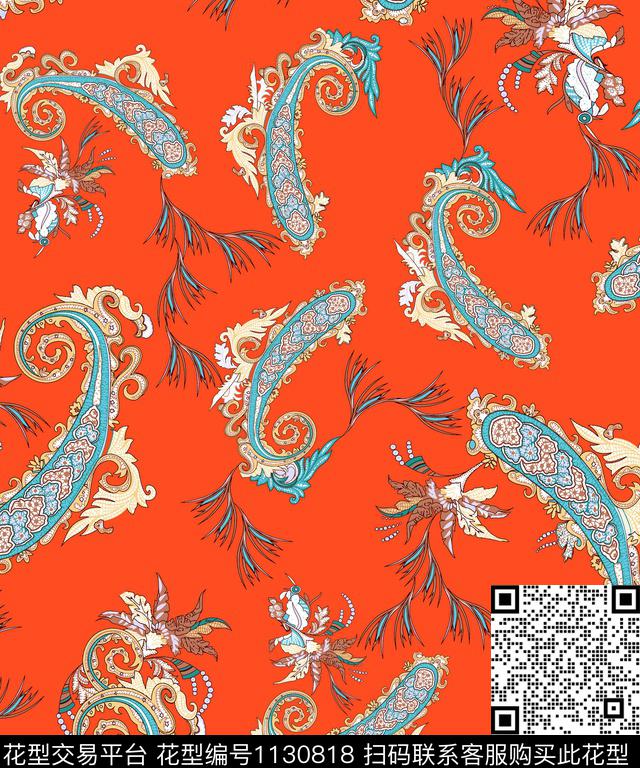 传统华亿平台大牌风佩斯利传统印花华亿平台下载（图片编号: 1130818） - 瓦栏（Walan）