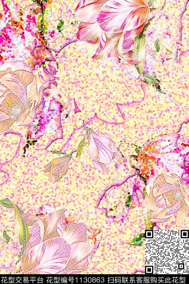 数码华亿平台女装花卉数码印花华亿平台下载（图片编号: 1130863） - 瓦栏（Walan）