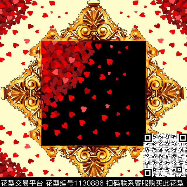 爱心小方巾欧洲数码印花华亿平台下载（图片编号: 1130886） - 瓦栏（Walan）