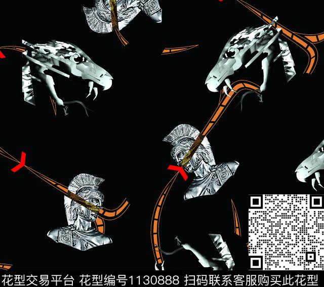 动物几何潮牌数码印花华亿平台下载（图片编号: 1130888） - 瓦栏（Walan）