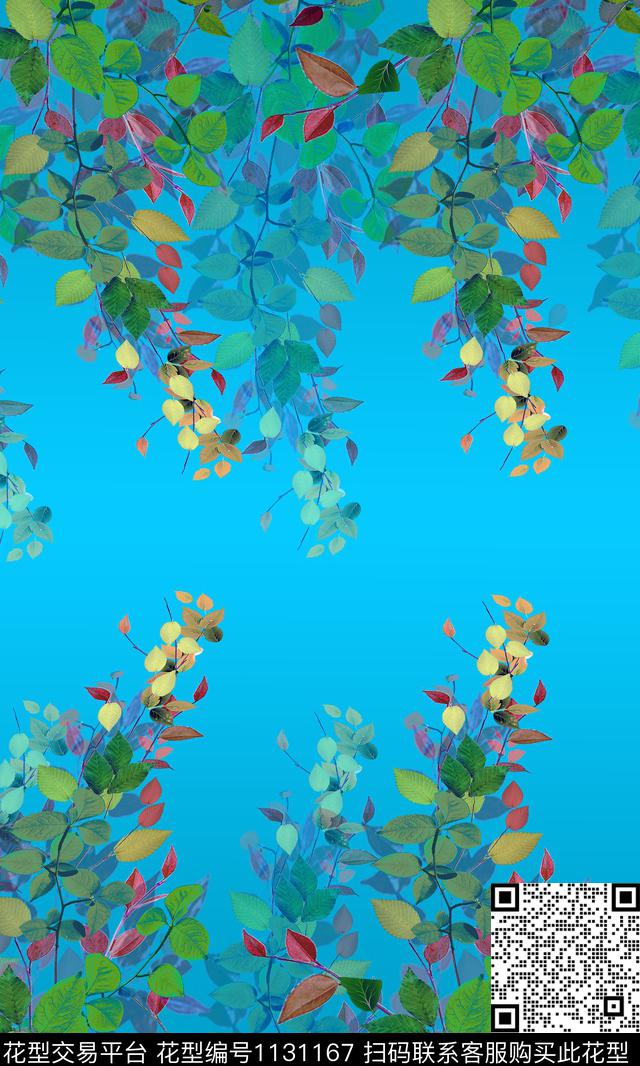 定位花雪纺绿植树叶数码印花华亿平台下载（图片编号: 1131167） - 瓦栏（Walan）