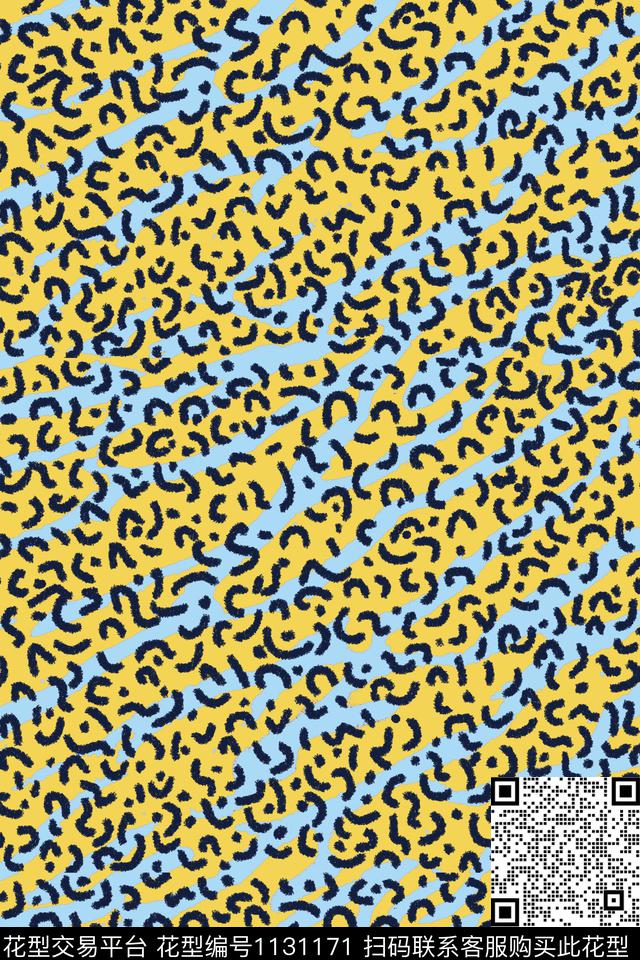 时尚条纹动物数码印花华亿平台下载（图片编号: 1131171） - 瓦栏（Walan）