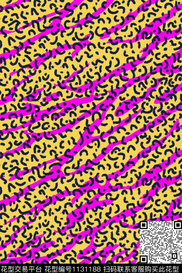 时尚条纹动物数码印花华亿平台下载（图片编号: 1131188） - 瓦栏（Walan）