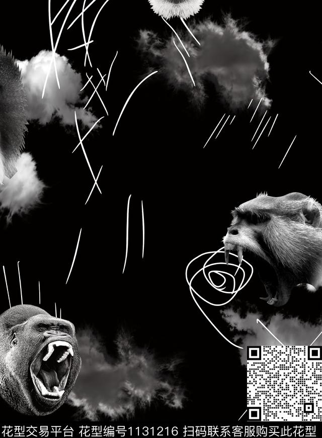 动物抽象大牌风数码印花华亿平台下载（图片编号: 1131216） - 瓦栏（Walan）