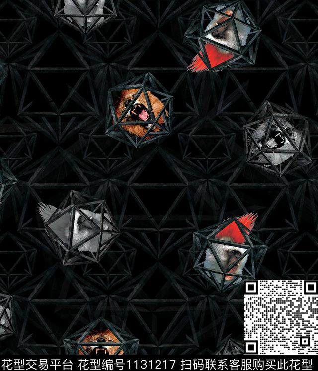 动物抽象大牌风数码印花华亿平台下载（图片编号: 1131217） - 瓦栏（Walan）