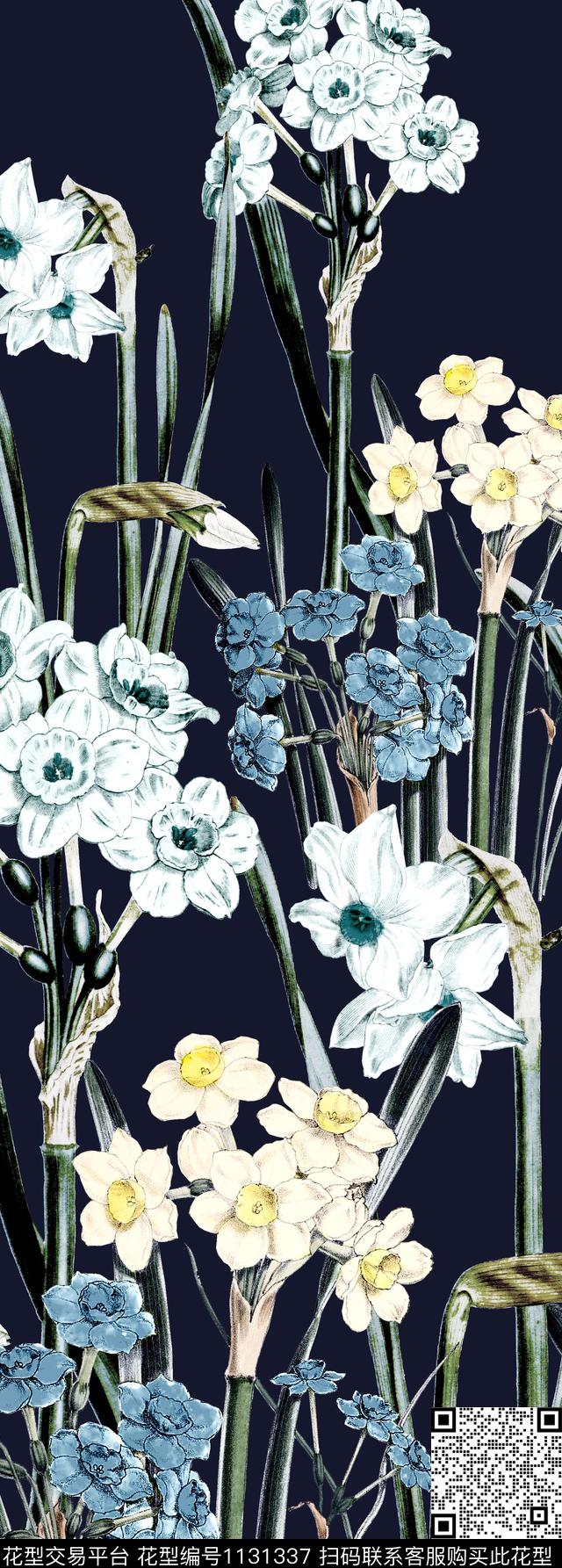 水仙花春夏华亿平台雪纺数码印花华亿平台下载（图片编号: 1131337） - 瓦栏（Walan）