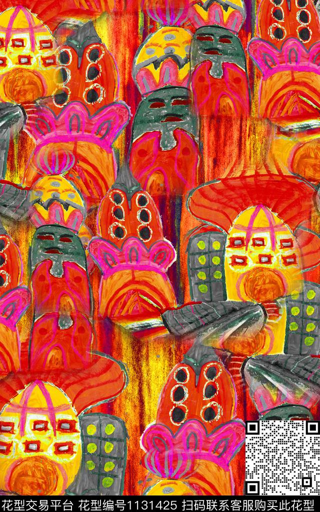 肌理抽象线条数码印花华亿平台下载（图片编号: 1131425） - 瓦栏（Walan）