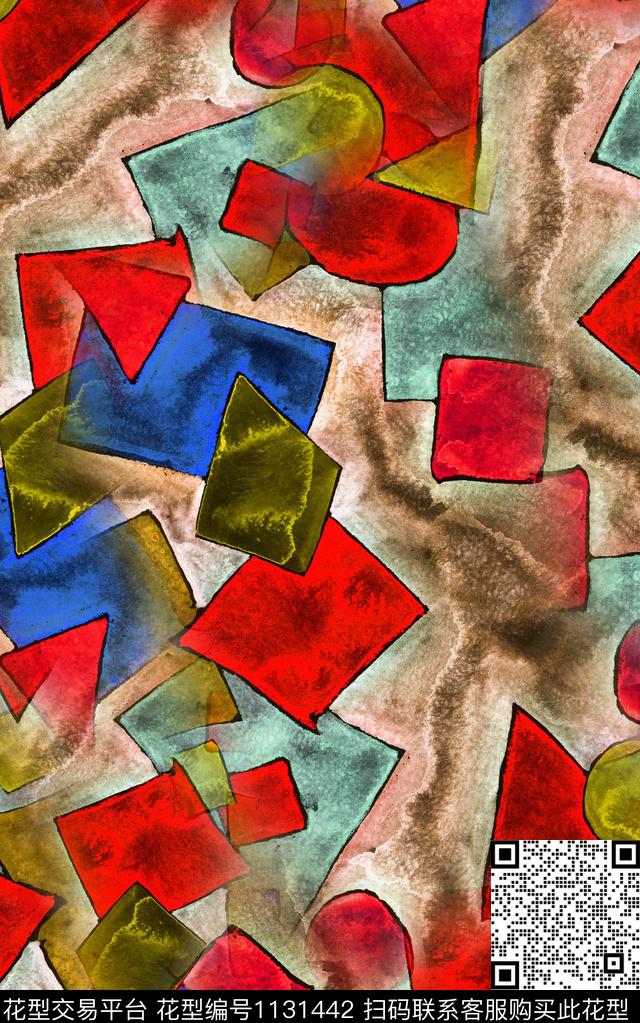 肌理线条几何数码印花华亿平台下载（图片编号: 1131442） - 瓦栏（Walan）