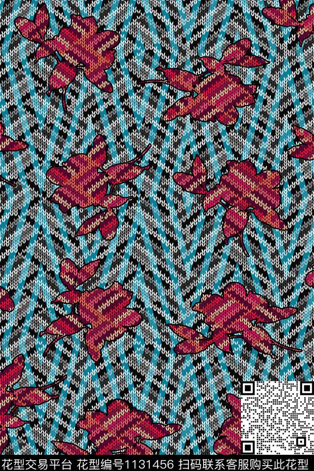 抽象女装羊毛衫数码印花华亿平台下载（图片编号: 1131456） - 瓦栏（Walan）