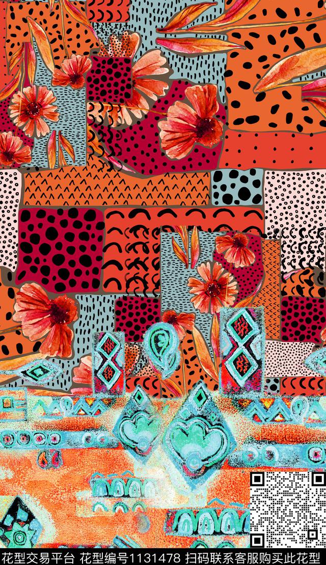 定位花数码华亿平台民族风数码印花华亿平台下载（图片编号: 1131478） - 瓦栏（Walan）