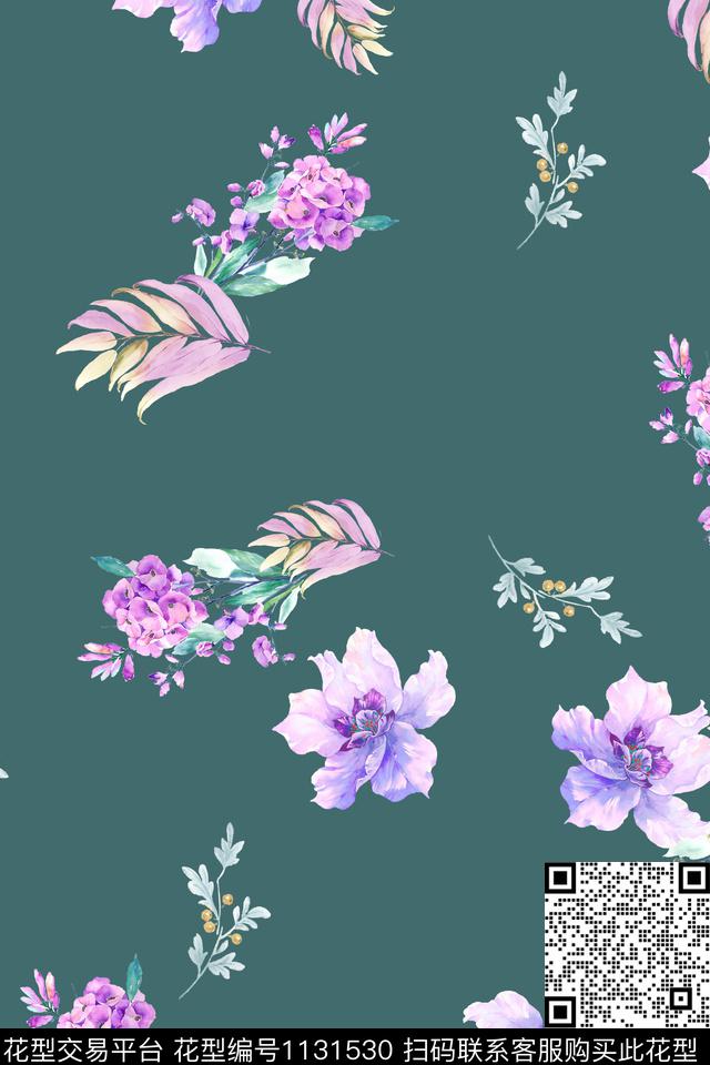 数码华亿平台满版散花花卉数码印花华亿平台下载（图片编号: 1131530） - 瓦栏（Walan）