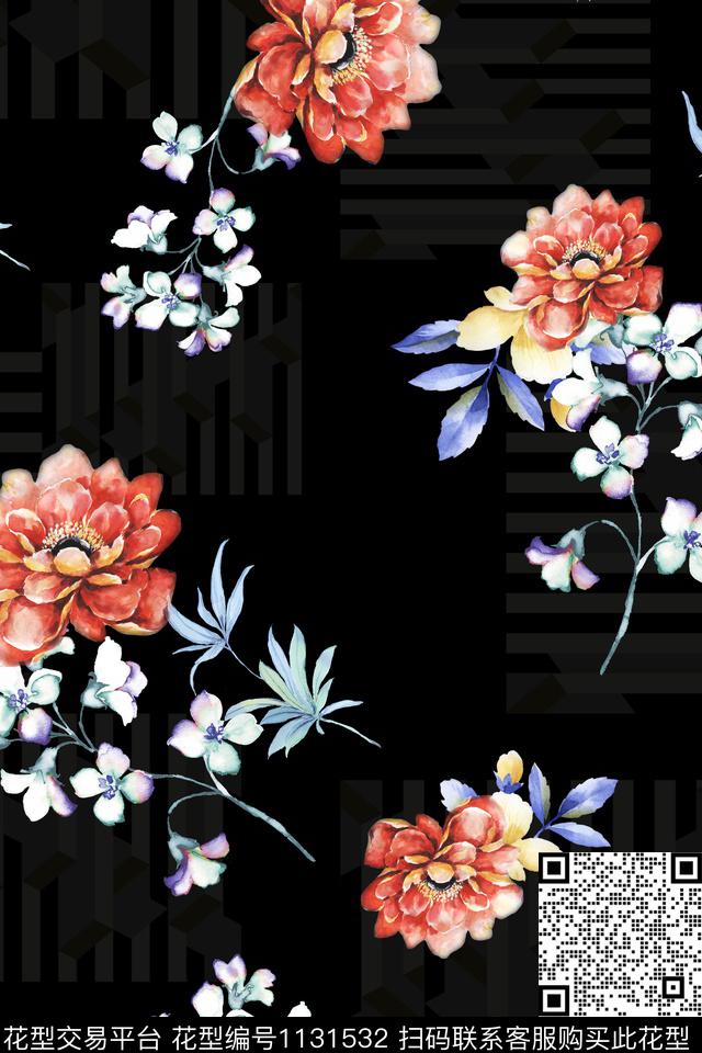 数码华亿平台满版散花花卉数码印花华亿平台下载（图片编号: 1131532） - 瓦栏（Walan）