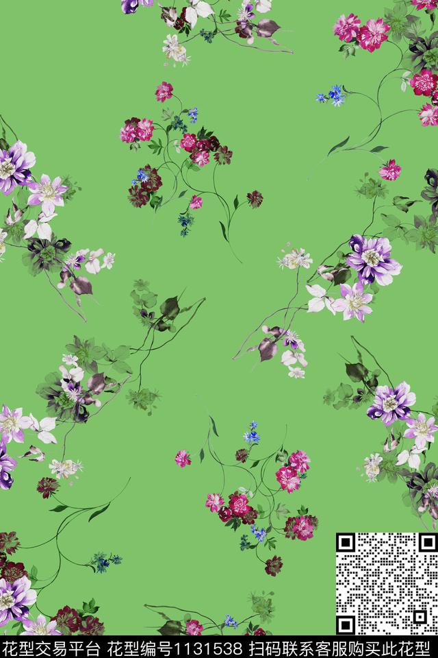 数码华亿平台满版散花花卉数码印花华亿平台下载（图片编号: 1131538） - 瓦栏（Walan）
