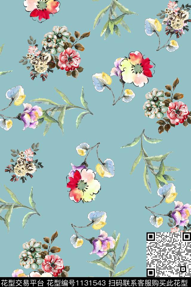 数码华亿平台满版散花花卉数码印花华亿平台下载（图片编号: 1131543） - 瓦栏（Walan）