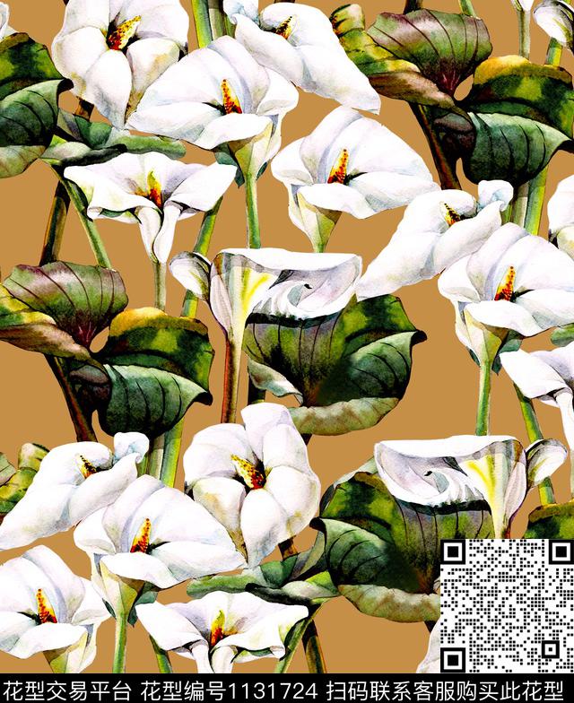 黑底花卉马蹄莲DOLCEGABBANA数码印花华亿平台下载（图片编号: 1131724） - 瓦栏（Walan）