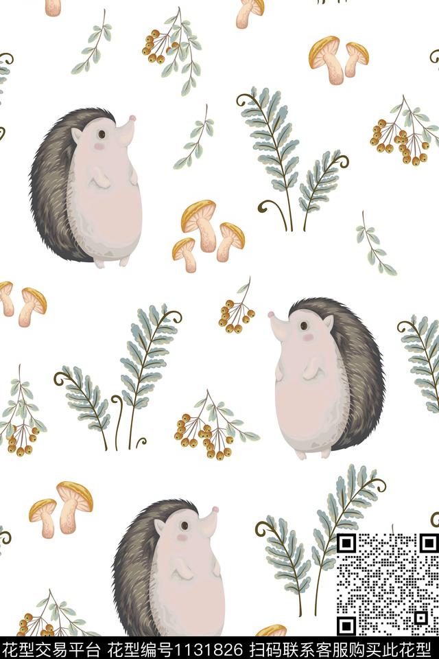 蘑菇卡通刺猬数码印花华亿平台下载（图片编号: 1131826） - 瓦栏（Walan）