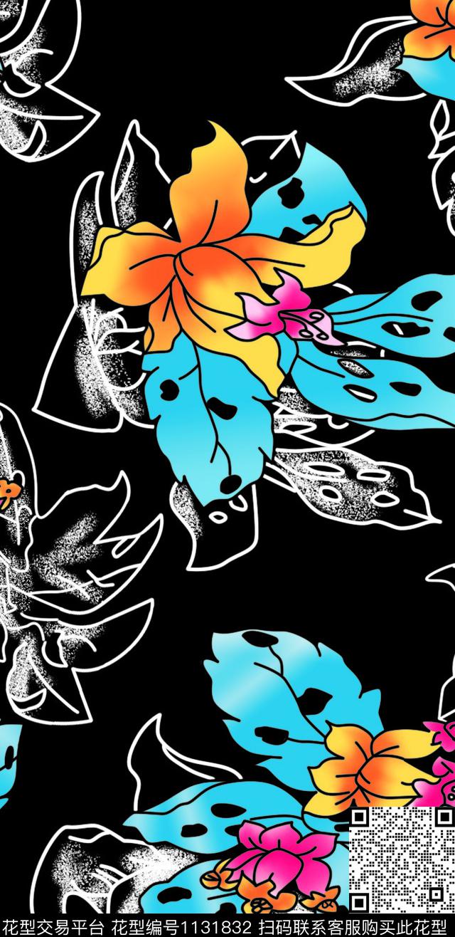 传统华亿平台手绘花卉卡通数码印花华亿平台下载（图片编号: 1131832） - 瓦栏（Walan）