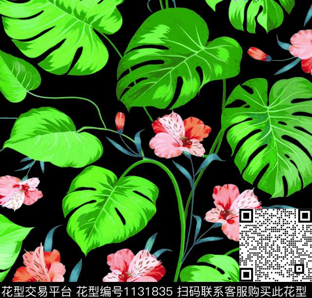 手绘花卉绿植树叶数码华亿平台数码印花华亿平台下载（图片编号: 1131835） - 瓦栏（Walan）