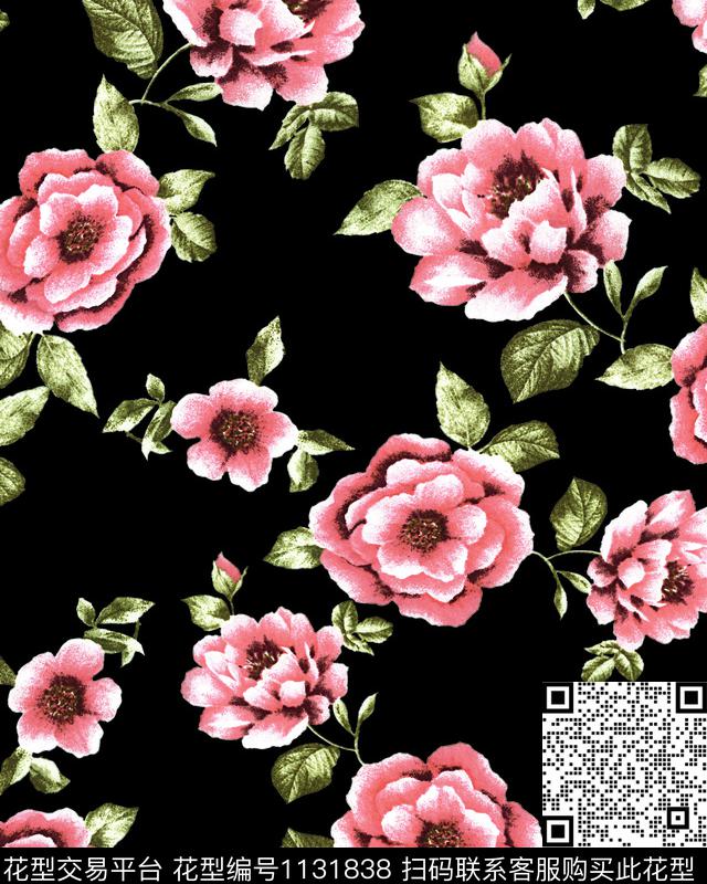 手绘花卉家纺数码华亿平台数码印花华亿平台下载（图片编号: 1131838） - 瓦栏（Walan）