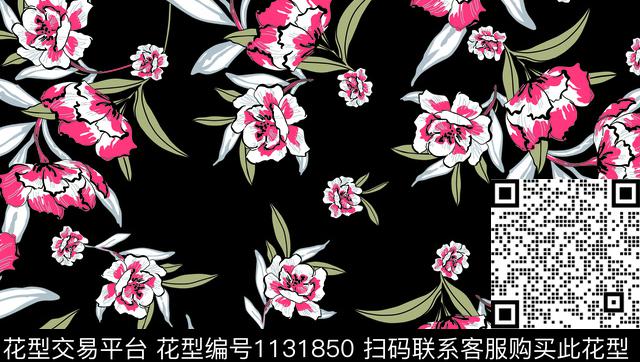 手绘花卉大牌风数码华亿平台数码印花华亿平台下载（图片编号: 1131850） - 瓦栏（Walan）