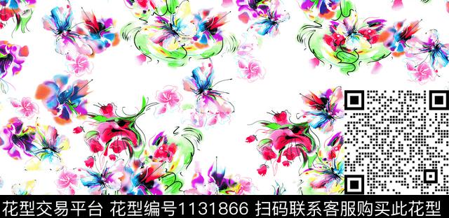 手绘花卉数码华亿平台水彩花卉数码印花华亿平台下载（图片编号: 1131866） - 瓦栏（Walan）