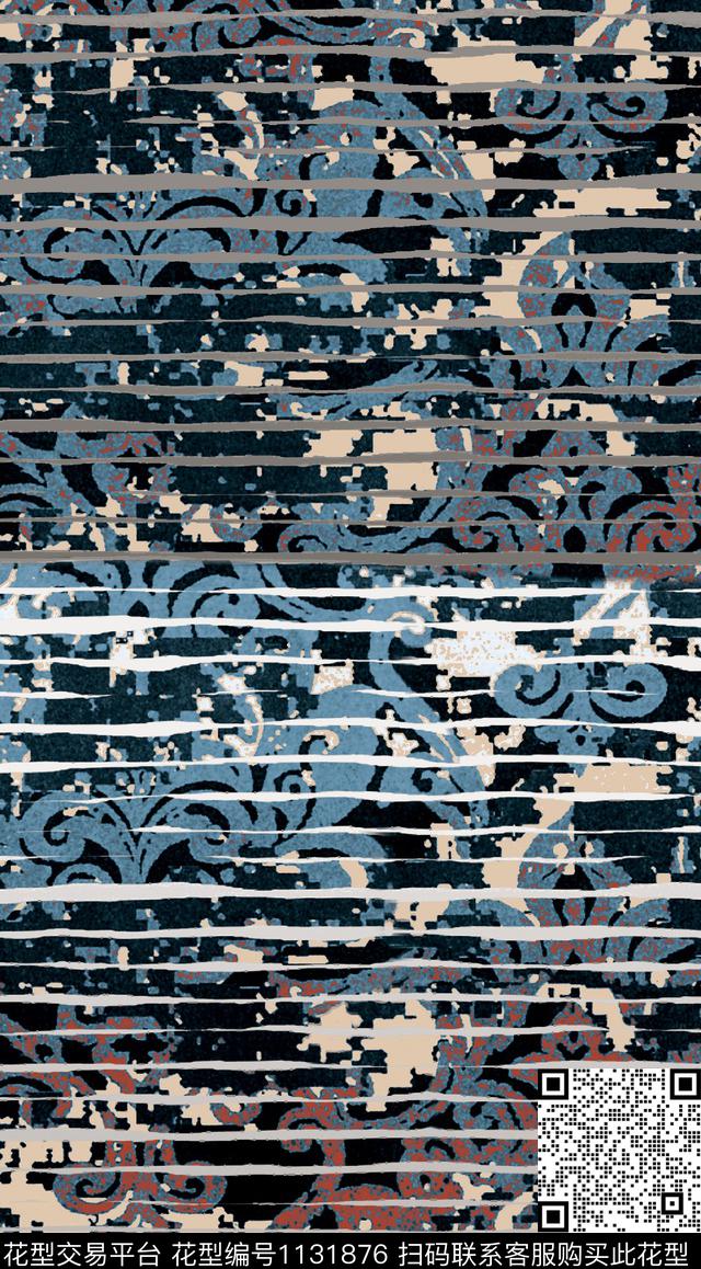 大牌风抽象几何数码印花华亿平台下载（图片编号: 1131876） - 瓦栏（Walan）