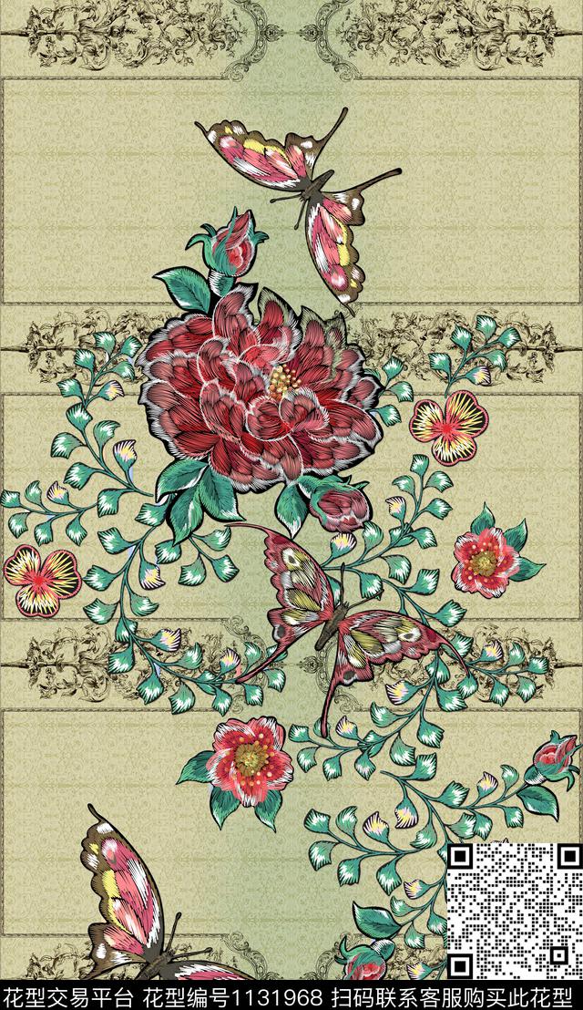 波西米亚复古民族风数码印花华亿平台下载（图片编号: 1131968） - 瓦栏（Walan）