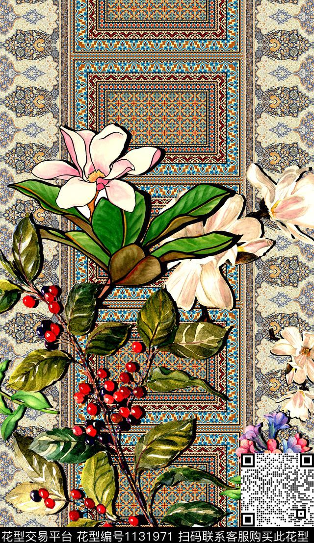 定位花波西米亚民族风数码印花华亿平台下载（图片编号: 1131971） - 瓦栏（Walan）