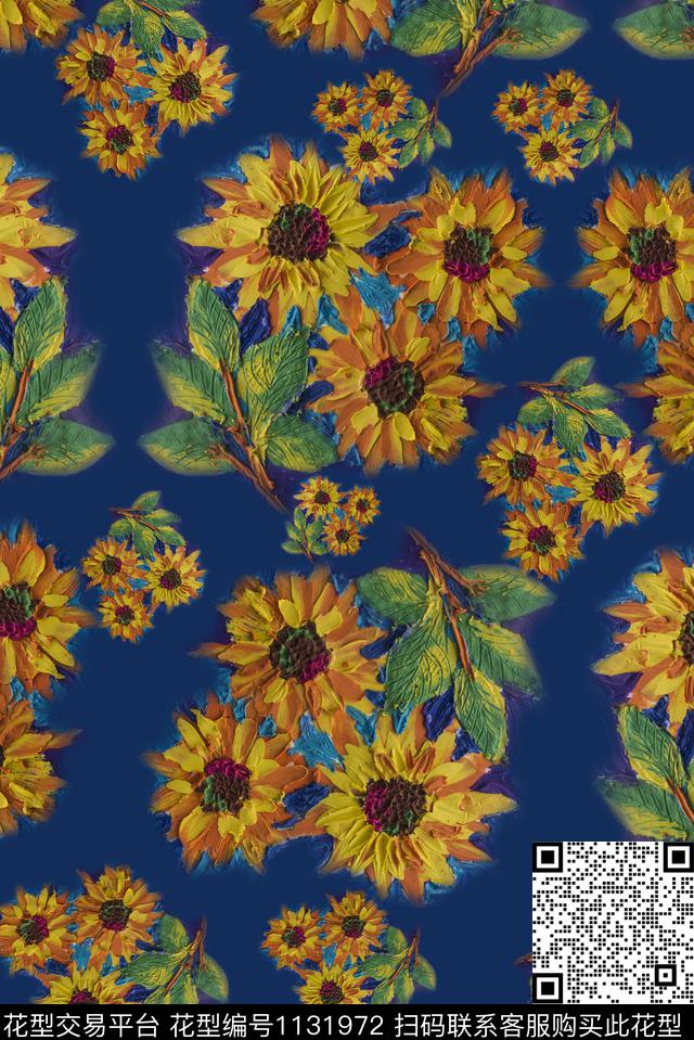 数码华亿平台手绘花卉数码印花华亿平台下载（图片编号: 1131972） - 瓦栏（Walan）