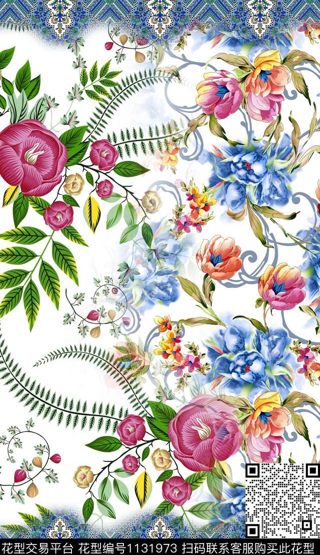 定位花花卉创意数码印花华亿平台下载（图片编号: 1131973） - 瓦栏（Walan）