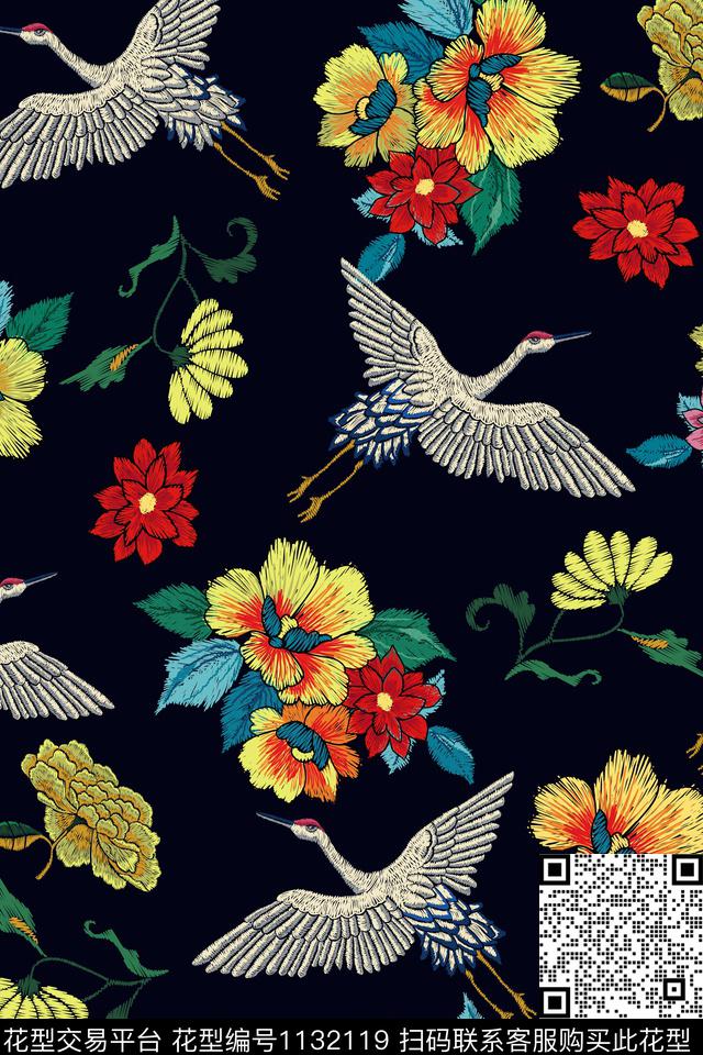 女装绣花华亿平台花卉传统印花华亿平台下载（图片编号: 1132119） - 瓦栏（Walan）