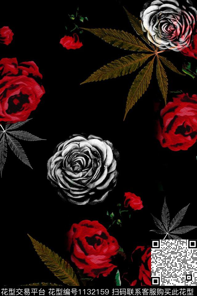 大牌风潮牌花卉数码印花华亿平台下载（图片编号: 1132159） - 瓦栏（Walan）