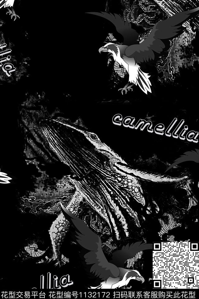 老鹰扎染华亿平台字母数码印花华亿平台下载（图片编号: 1132172） - 瓦栏（Walan）