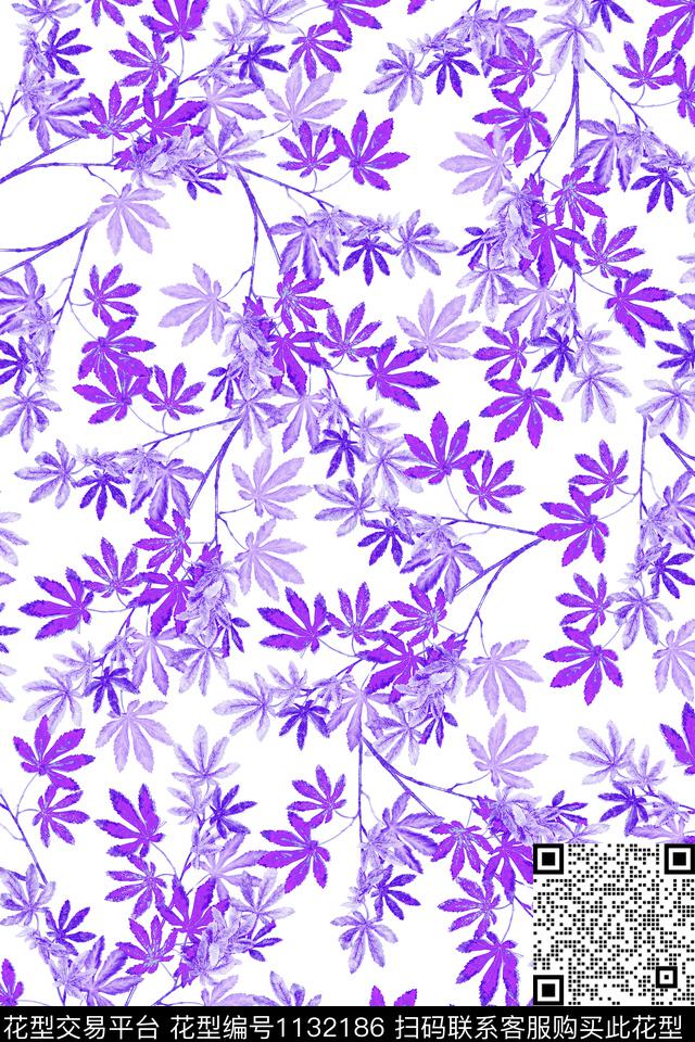 单色绿植树叶数码华亿平台数码印花华亿平台下载（图片编号: 1132186） - 瓦栏（Walan）