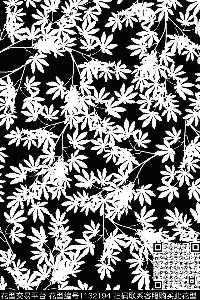 单色绿植树叶数码华亿平台数码印花华亿平台下载（图片编号: 1132194） - 瓦栏（Walan）