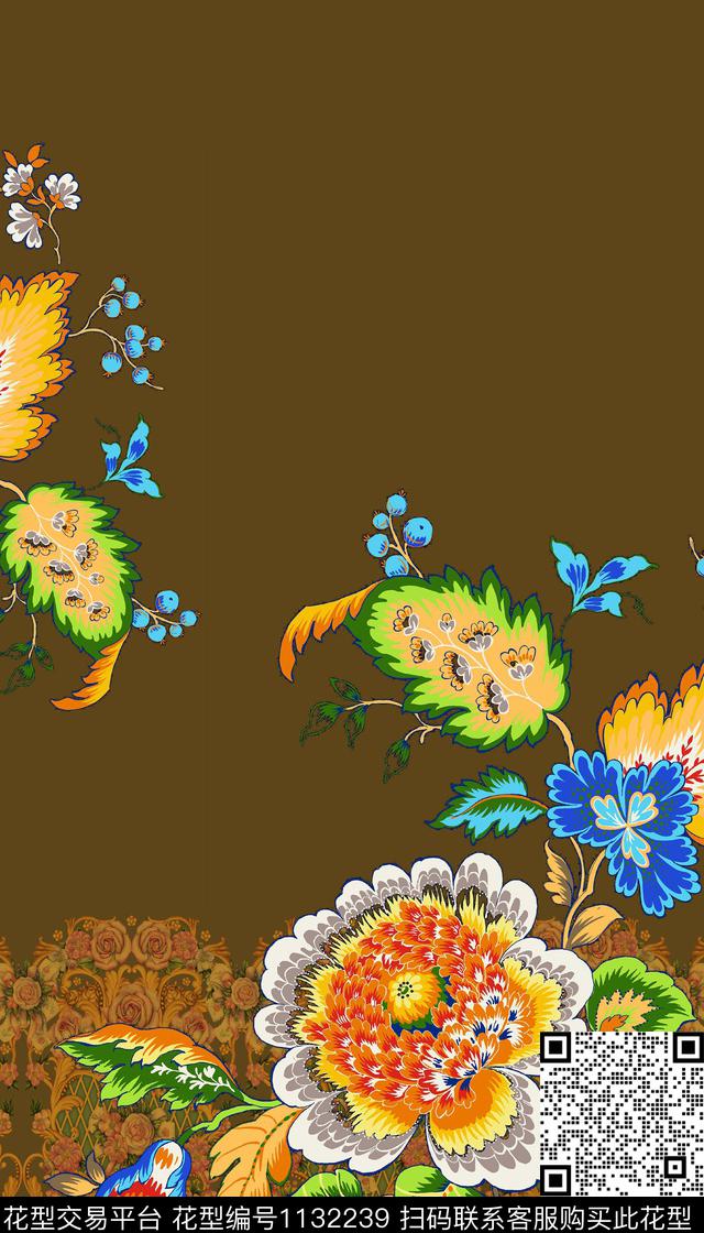 定位花大牌风数码华亿平台数码印花华亿平台下载（图片编号: 1132239） - 瓦栏（Walan）