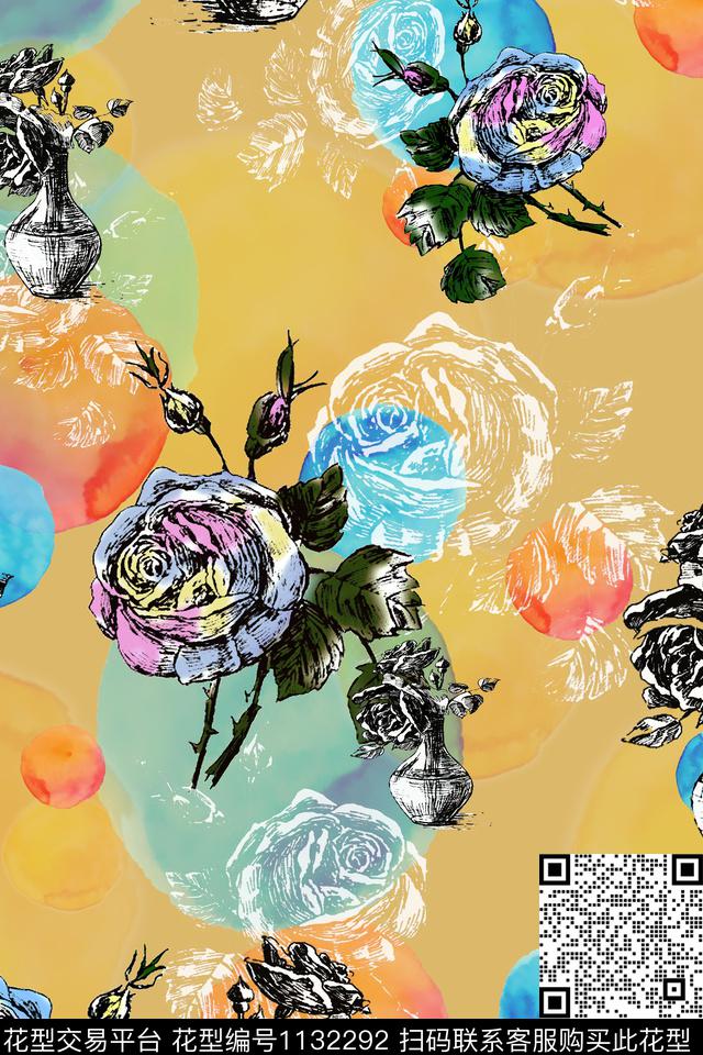 大牌风数码华亿平台花卉数码印花华亿平台下载（图片编号: 1132292） - 瓦栏（Walan）