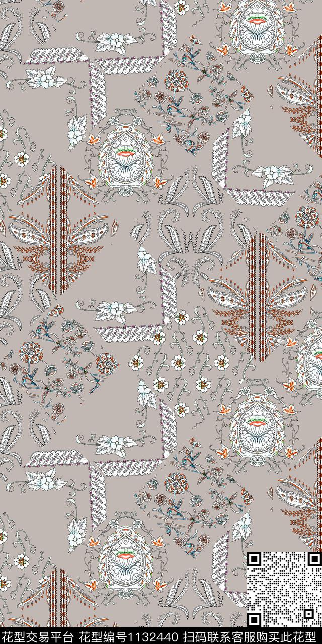 佩斯利大牌风抽象数码印花华亿平台下载（图片编号: 1132440） - 瓦栏（Walan）