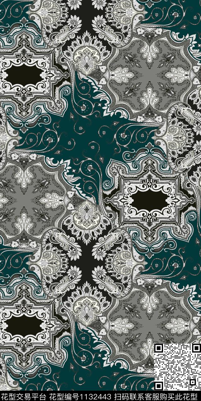 佩斯利大牌风抽象数码印花华亿平台下载（图片编号: 1132443） - 瓦栏（Walan）
