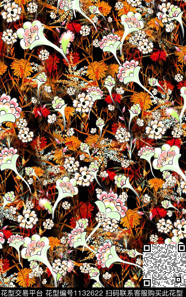 肌理小碎花花卉数码印花华亿平台下载（图片编号: 1132622） - 瓦栏（Walan）
