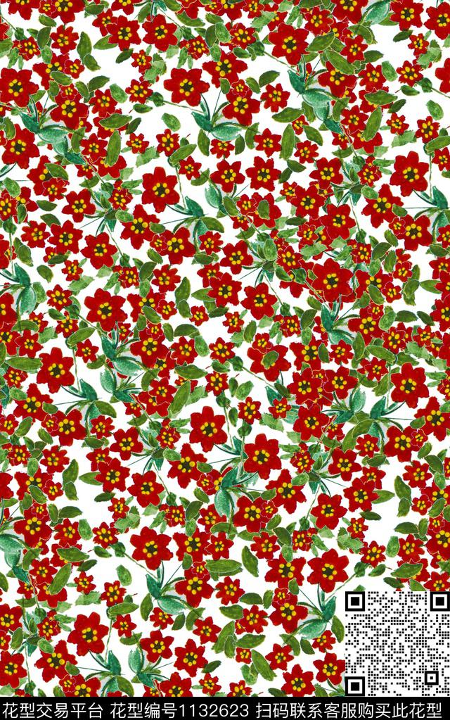 肌理小碎花花卉数码印花华亿平台下载（图片编号: 1132623） - 瓦栏（Walan）