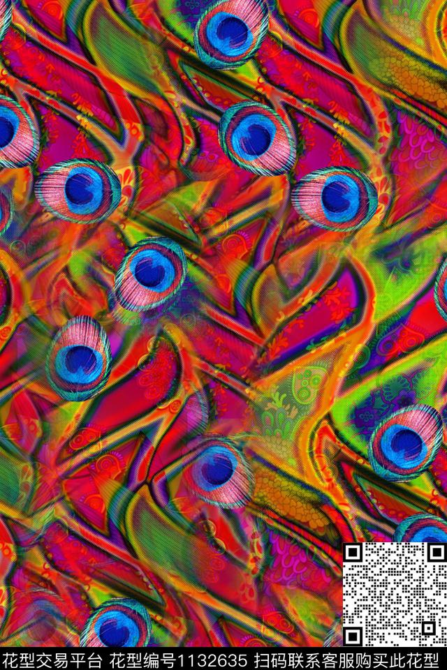 纹理大牌风抽象数码印花华亿平台下载（图片编号: 1132635） - 瓦栏（Walan）