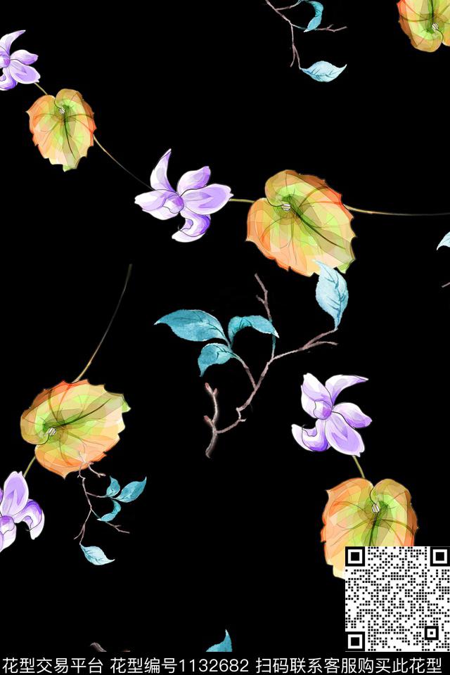 满版散花数码华亿平台花卉数码印花华亿平台下载（图片编号: 1132682） - 瓦栏（Walan）