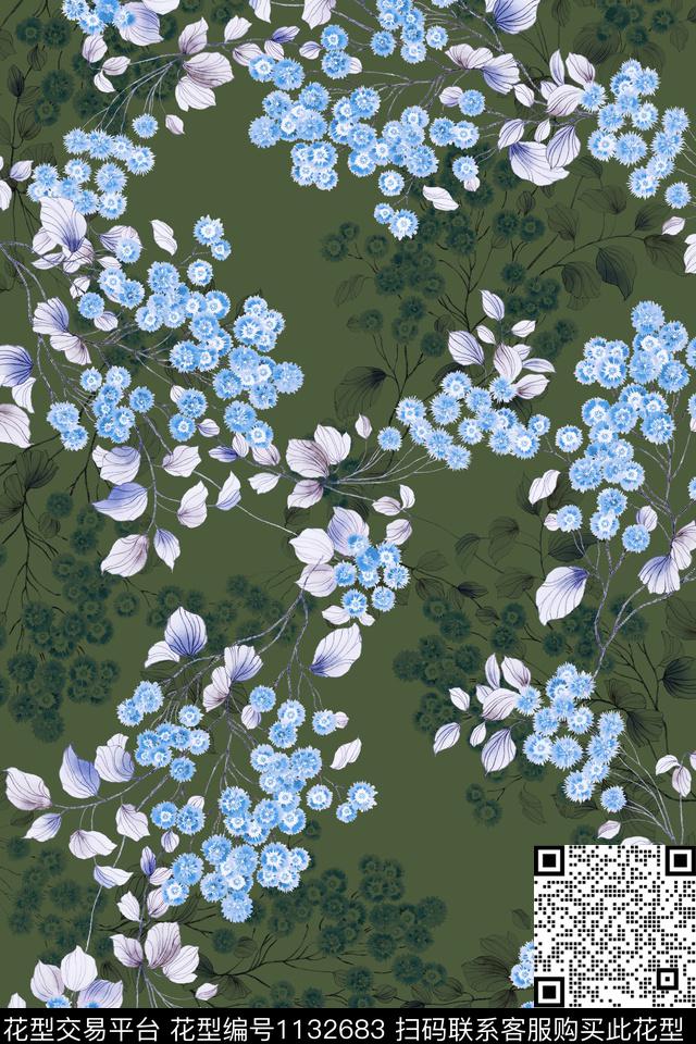 满版散花数码华亿平台花卉数码印花华亿平台下载（图片编号: 1132683） - 瓦栏（Walan）