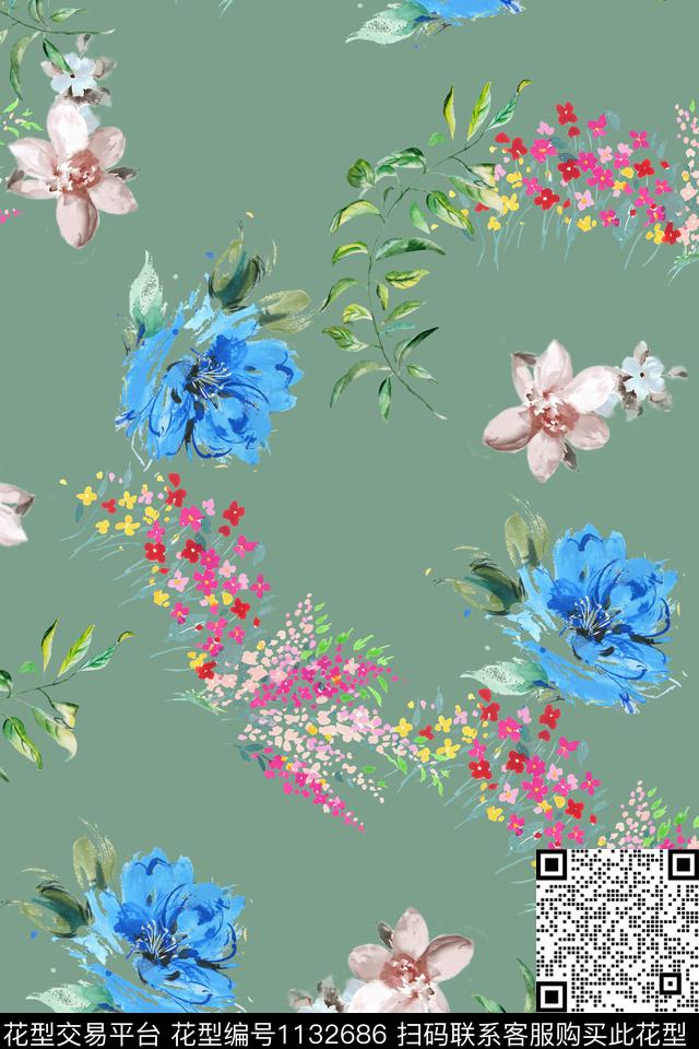 满版散花数码华亿平台花卉数码印花华亿平台下载（图片编号: 1132686） - 瓦栏（Walan）