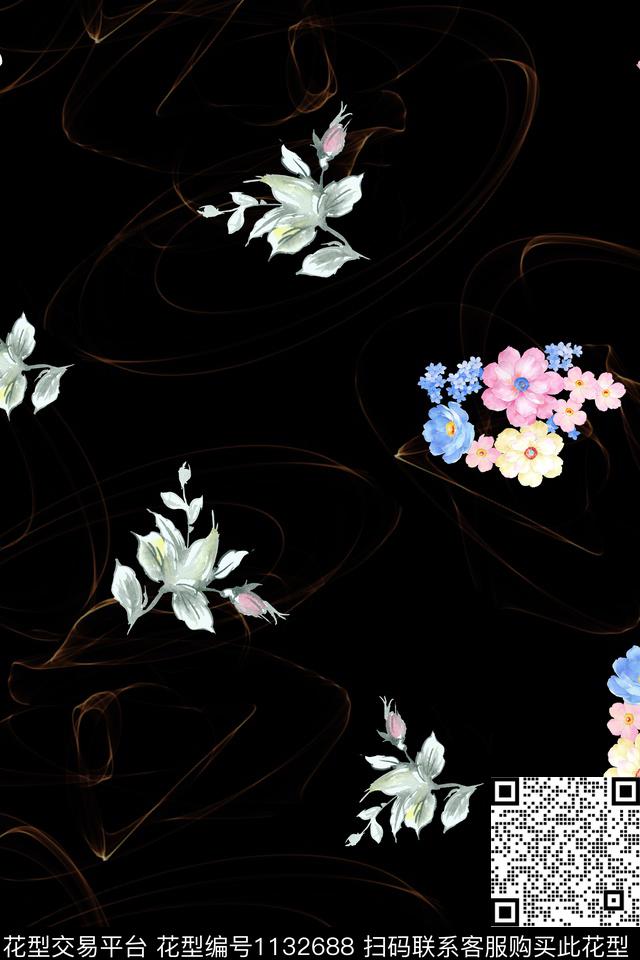 满版散花数码华亿平台花卉数码印花华亿平台下载（图片编号: 1132688） - 瓦栏（Walan）