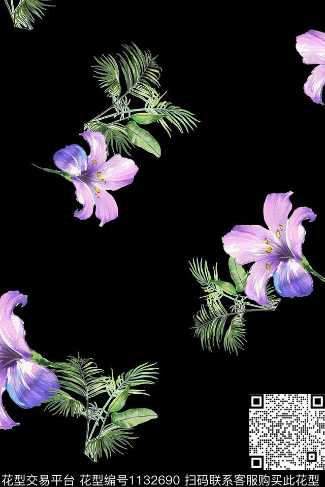 满版散花数码华亿平台花卉数码印花华亿平台下载（图片编号: 1132690） - 瓦栏（Walan）